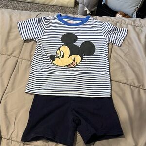 Striped Mickey Mouse T-Shirt and Shorts Set